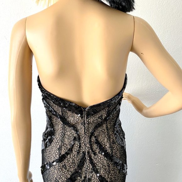 Black Beaded Evening Gown | Sexy Prom Dress | Cinderella Divine Dress | Size S - Picture 6 of 10